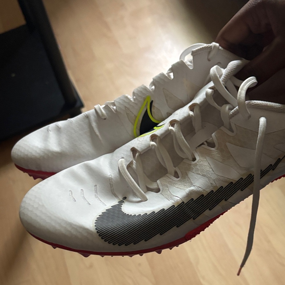 Nike White and Black Athletic Shoes with Red Soles Nike zoom ja fly 3 track